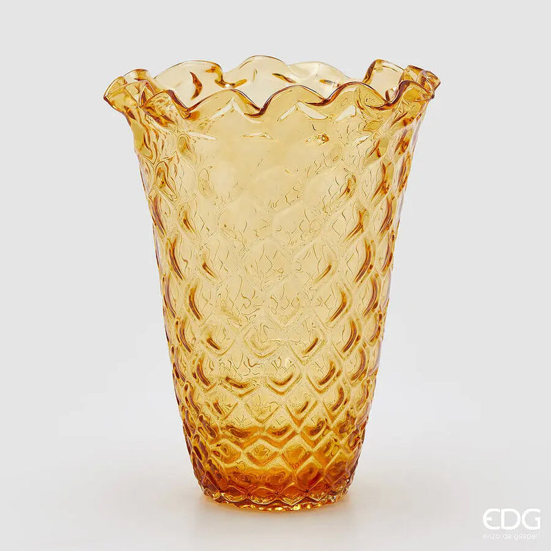 EDG Enzo De Gasperi Vaso Drappo Alveare grande amber