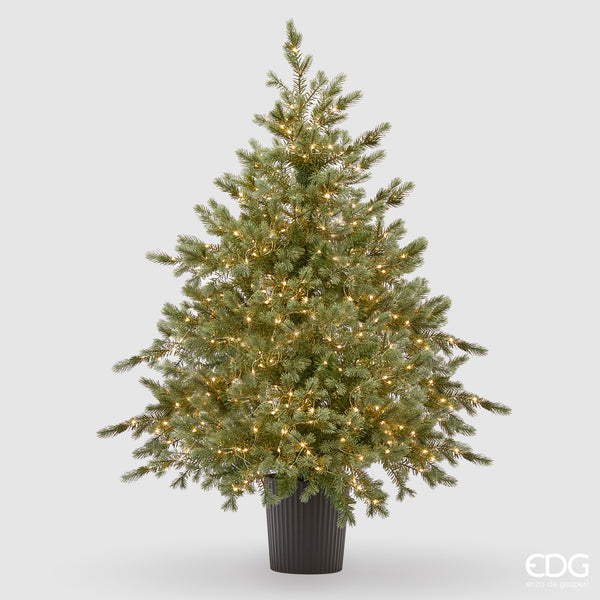Enzo De Gasperi Albero di Natale Pino Argentato H 120 cm 480 LED con Vaso