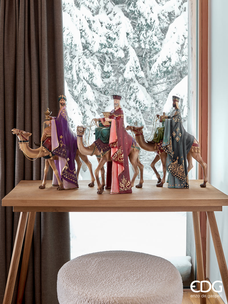 Enzo De Gasperi Set 3 pezzi Re Magi Poly H46cm Natale 2024