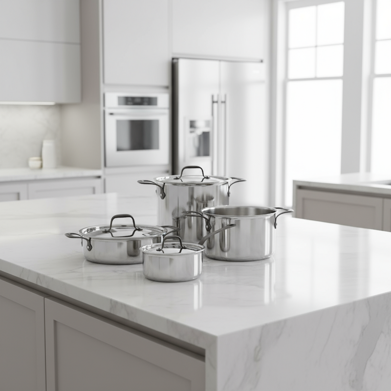 🆕 Sambonet | Batteria di Pentole Home Chef Inox 7 pz – Collezione 5-Ply