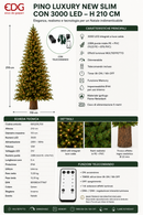 EDG Enzo De Gasperi | Albero di Natale Pino Luxury New Slim con 3000 Led  H 210 cm