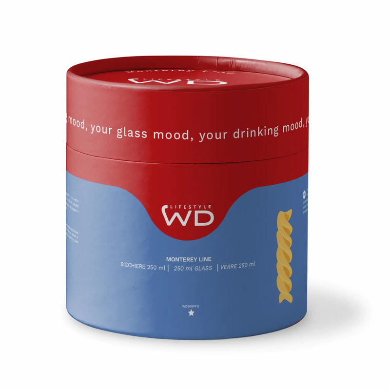 WD Lifestyle Bicchiere In Vetro Borosilicato Con Decoro Tema Pasta Monterey 250 ml.