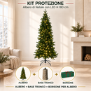 Kit Protezione Natale | Albero Slim H 180 cm con 360 LED, Base Tronco e Borsone