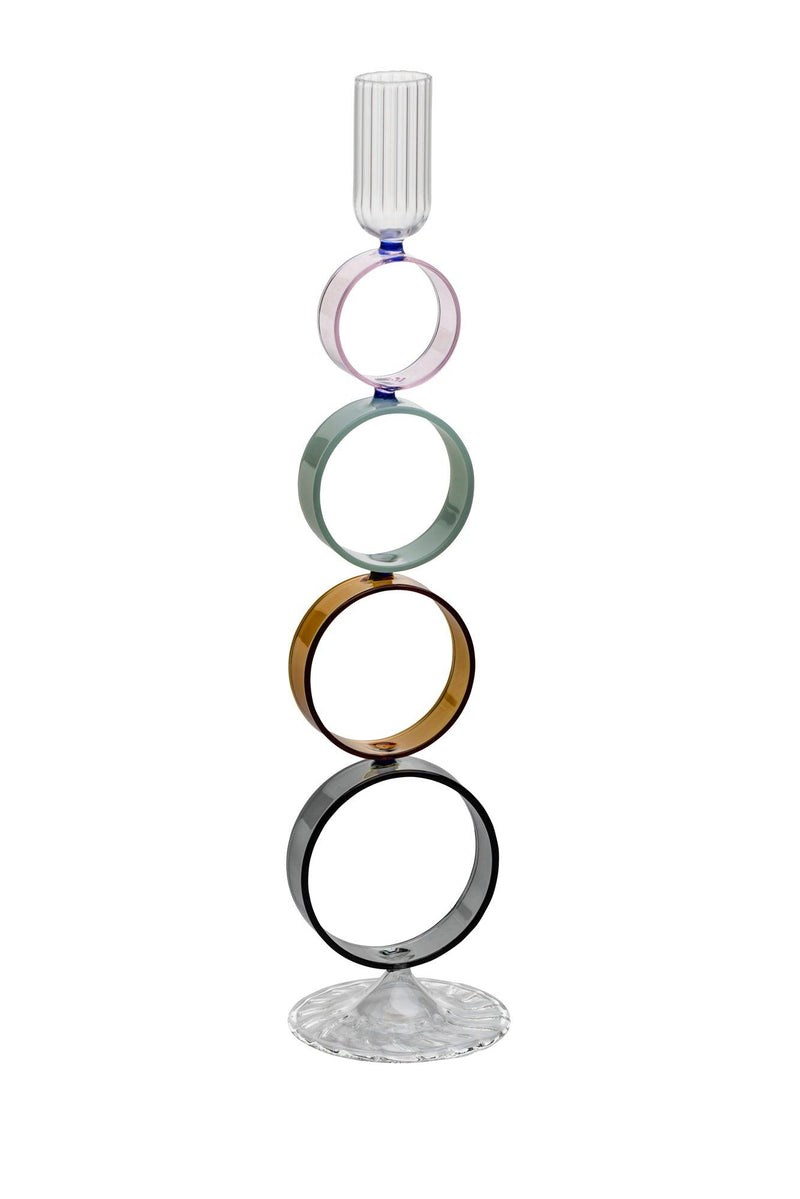 Galbiati Milano Portacandela Rings con anelli in vetro borosilicato colorati