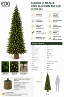 EDG Enzo De Gasperi | Albero di Natale Pino Slim con 480 Led H 210 cm