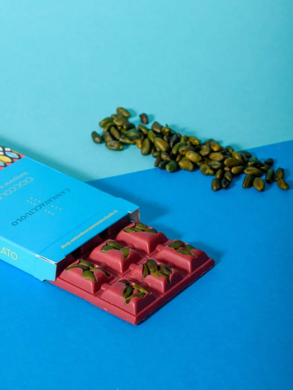 Laboratorio Cannavacciuolo | Tavoletta di cioccolata al lampone e pistacchi - 100 g.