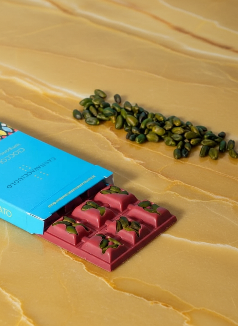 Laboratorio Cannavacciuolo | Tavoletta di cioccolata al lampone e pistacchi - 100 g.