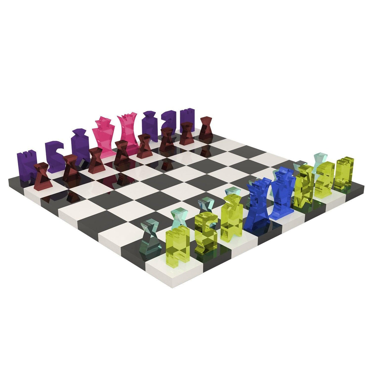 Tavolino da caffè in pietra fatto a mano con scacchi / Gioco da tavolo in legno di lusso - Italia