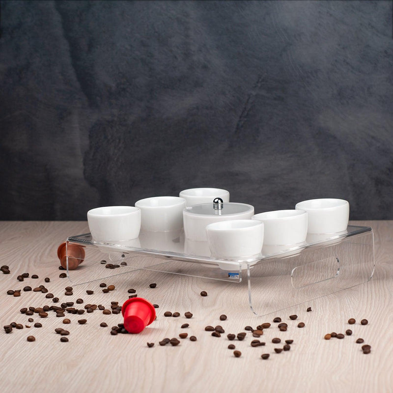 Vesta Home  Vassoio Like Water Trasparente 6 tazze con Zuccheriera