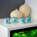 tazzine in latta con decoro marino foto ambientata