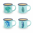 tazzine in latta con decoro marino