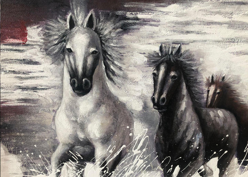 Quadro dipinto a mano Wild Horses Agave