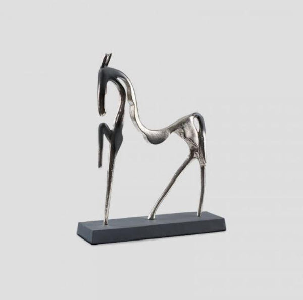 Scultura Cavallo Stilizzata in Metallo Piccola Dialma Brown
