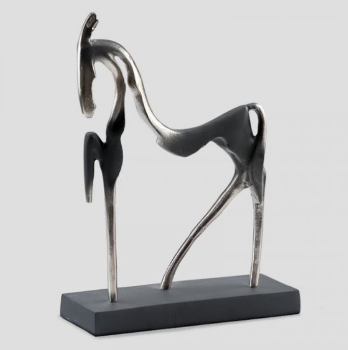 Statua Cavallo Stilizzata in Metallo Grande Dialma Brown