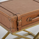 Tavolino rettangolare con cassetto Borealis in vera pelle/metallo By Dialma Brown