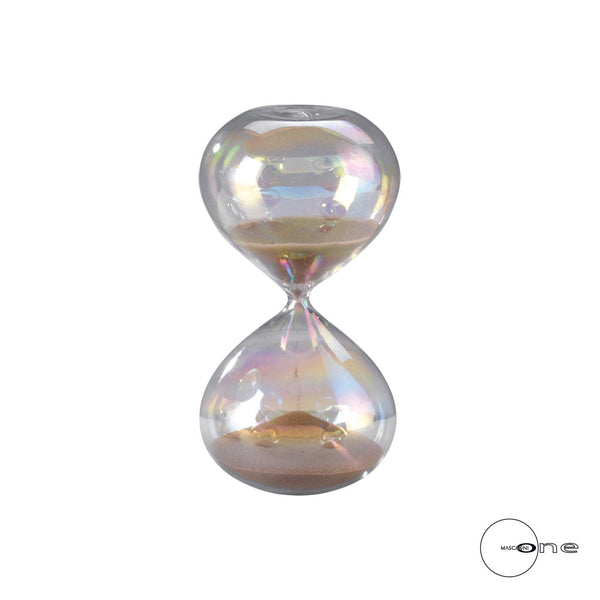 Clessidra in vetro perlato con sabbia colorata tempo 5 minuti  H.10 MASCAGNI