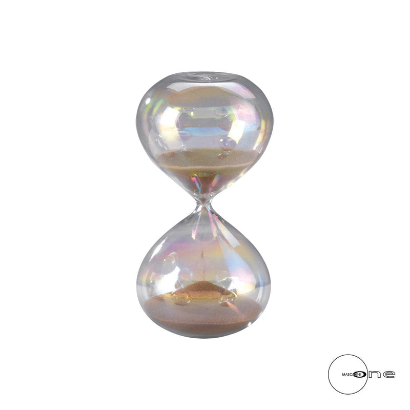Clessidra in vetro perlato con sabbia colorata tempo 5 minuti  H.10 MASCAGNI