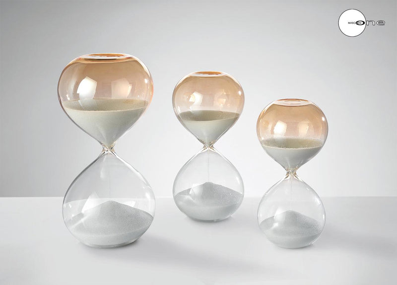 Clessidra in vetro bicolore con sabbia colorata tempo 30 minuti H.18 MASCAGNI
