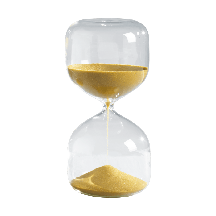 Clessidra in vetro con sabbia colorata tempo 20 minuti  H. 20,5 MASCAGNI