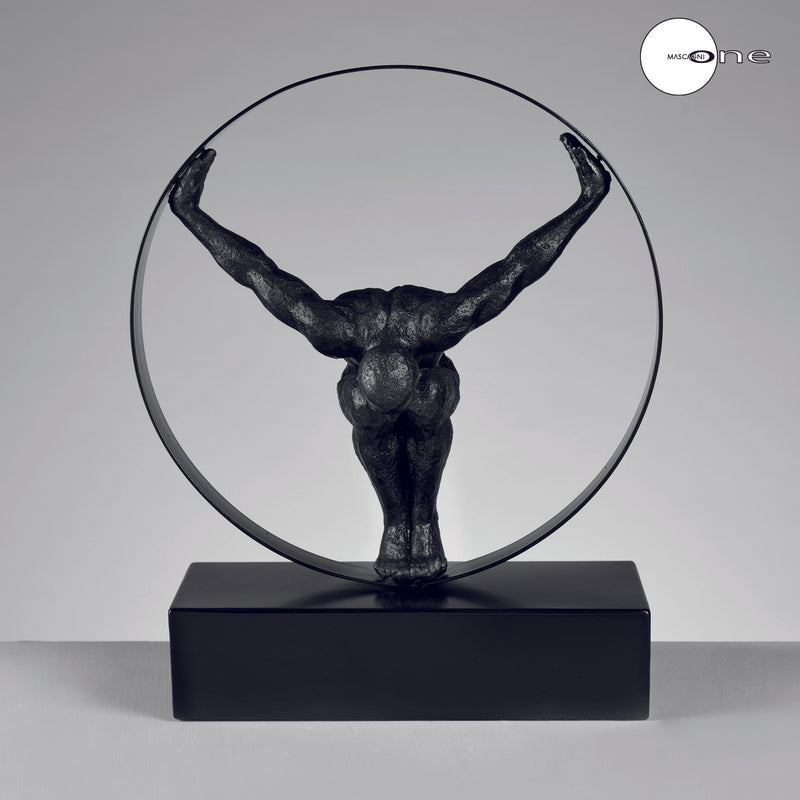 Statua atleta, uomo, figura, tuffatore, oggetto deco nero in resina MASCAGNI
