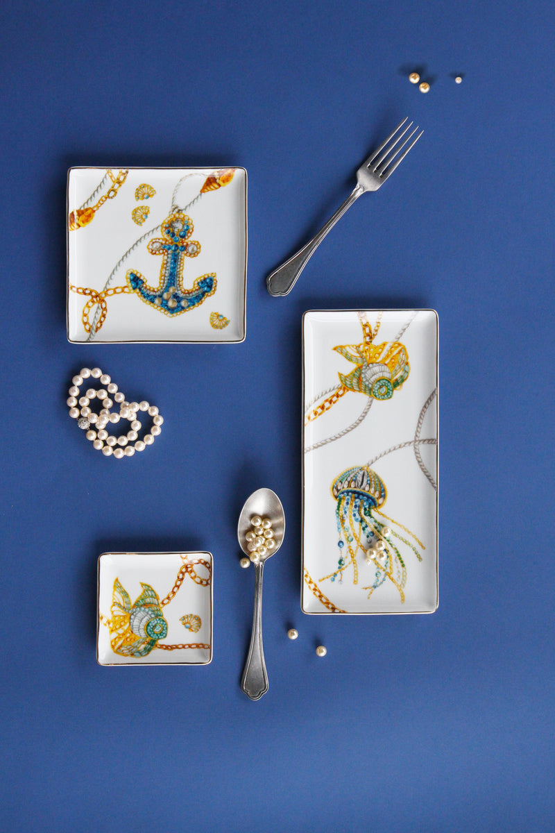 Vassoio gourmet quadrato in porcellana Collezione PORTOFINO By Baci Milano