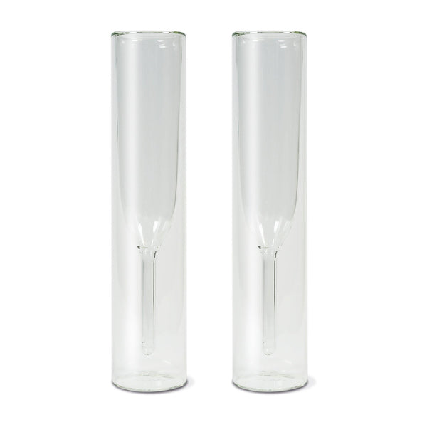 Set 2 Calici Flutes in vetro borosilicato doppia parete 150 ml WD Lifestyle