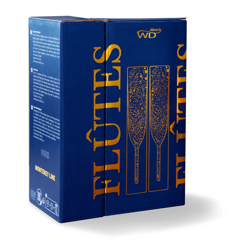 Set 2 Calici Flutes in vetro borosilicato doppia parete 150 ml WD Lifestyle