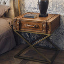 Tavolino rettangolare con cassetto Borealis in vera pelle/metallo By Dialma Brown