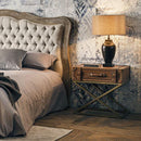 Tavolino rettangolare con cassetto Borealis in vera pelle/metallo By Dialma Brown