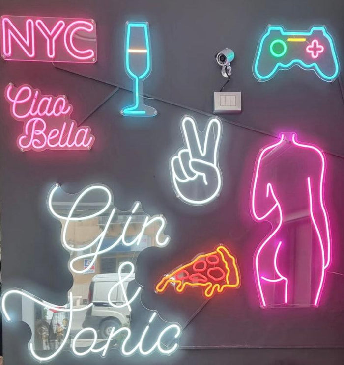 INTERLUXE Sottobicchiere LED Con Scritta Divertente: Eat Sleep Gin Repeat, Idea Regalo Per Bar, Feste, Decorazione Tavolo Luminosa, Fatto A Mano In Germania