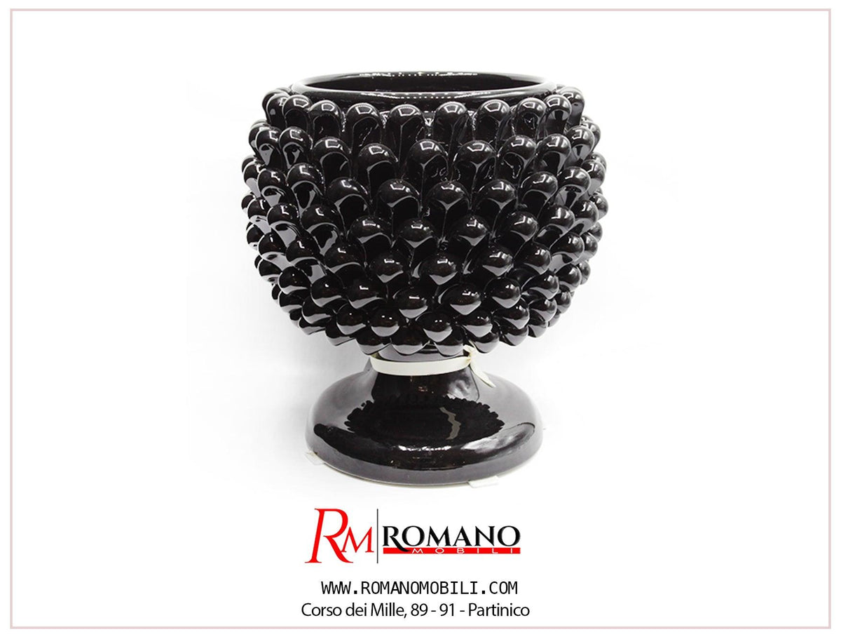 INNA-Glas Vaso In Ceramica Nero Per Piante - Forma Conica 17x14cm - Portavasi Regalo Per Orchidee